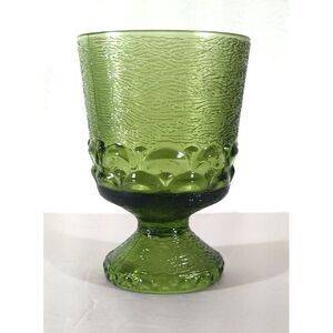 MONTEREY GREEN GLASS WINE WATER GOBLET 5 1/2" Brockway Glass Co